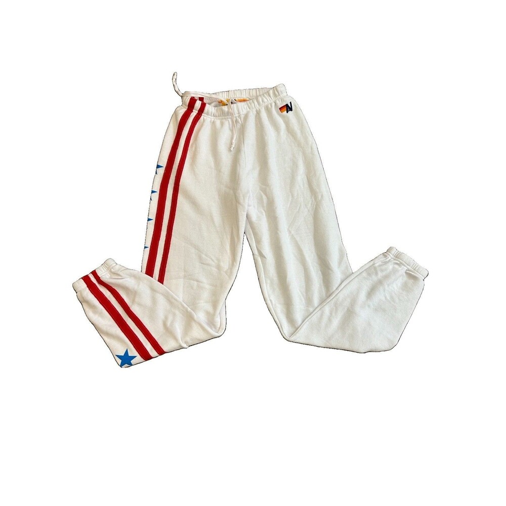 Aviator Nation Stars And Stripe white Sweatpants Patriotic USA Red White Blue - Picture 2 of 6